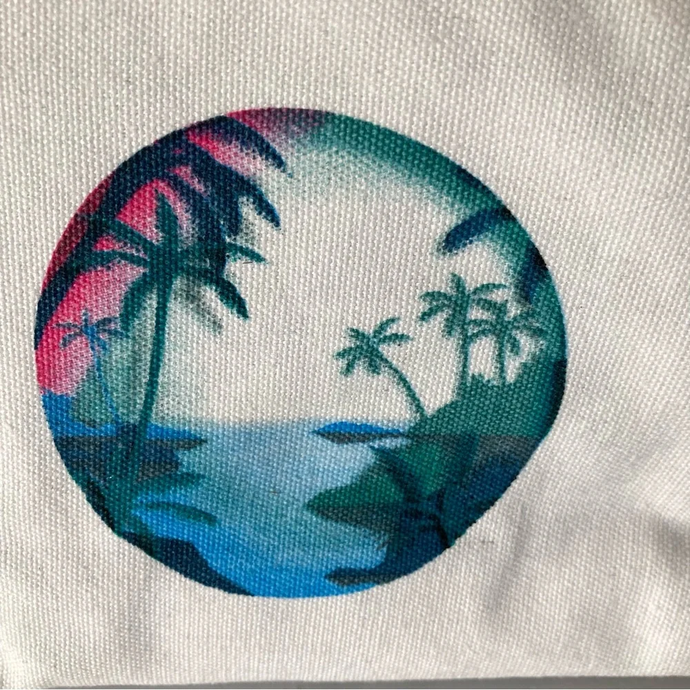 Mugler White Purple Canvas Tropical Print Wristlet Bag NWT